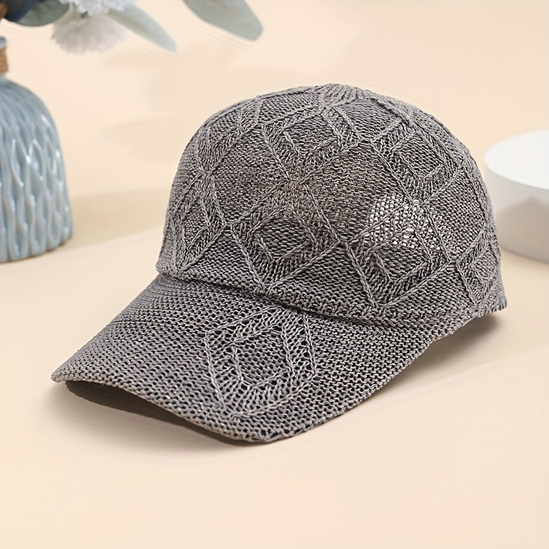 1pc Large Block Baseball Cap, Summer Unisex Versatile Hat, Hollow-Out Breathable Mesh Snapback Cap
