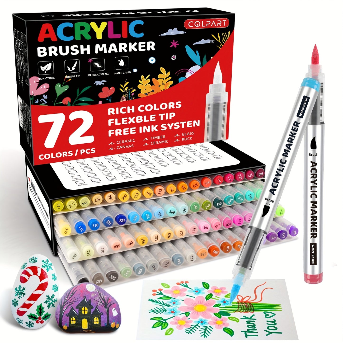 Acrylic Pens with Liquid Ink System, Waterproof & Quick Drying, Innovative Ink Flow Design, Non-Toxic Acrylic Paint Markers for Stones, Glass, Wood, Ceramic And Porcelain, Art Professional Supplies