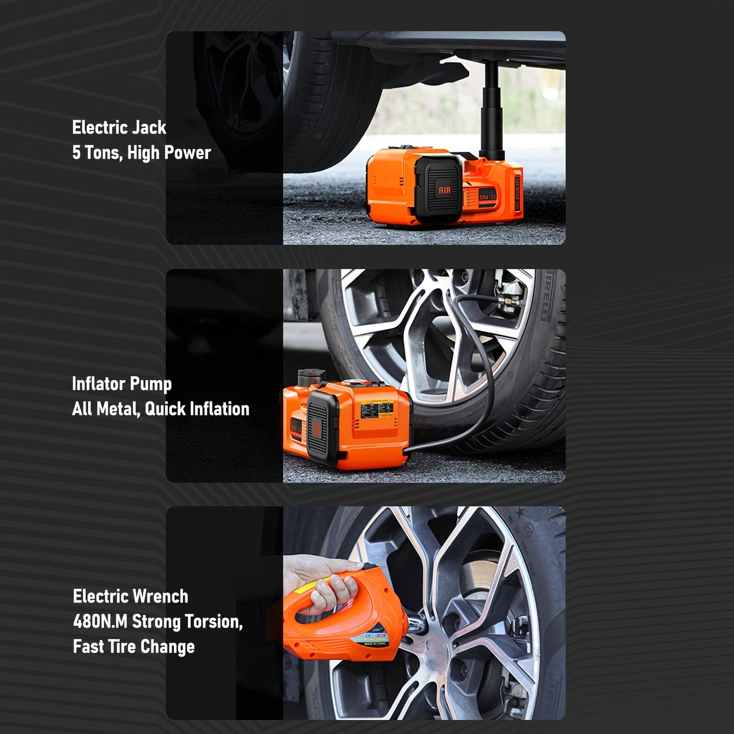 Car Jack Kit 5Ton Hydraulic Car Jack Lift (Lifting Range: 14.99-44.96 cm) for SUV MPV Sedan Truck Change Tires Garage Repair