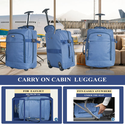 ZAHRAB 40x30x20cm Cabin Bag Underseat Bag Lightweight Hand Luggage Cabin Trolley with Wheels Flight Bags Suit Case