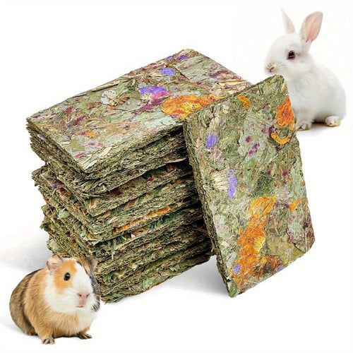 Rabbit Timothy Hay Chew Toys 12 Pack – Natural Bunny Molar Treats with Herbal Flowers or Dandelion & Chicory for Rabbits Guinea Pigs Chinchillas Hamsters & Rats