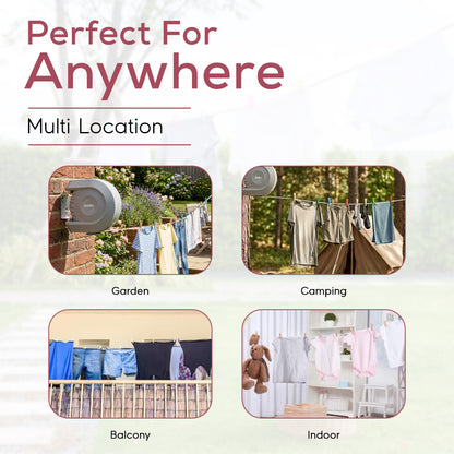 Quebec 15m Retractable Washing Line – Heavy Duty Wall Mounted Clothesline with Durable PVC Cover – Space-Saving Outdoor Laundry Drying Solution for Garden, Patio, and Balcony