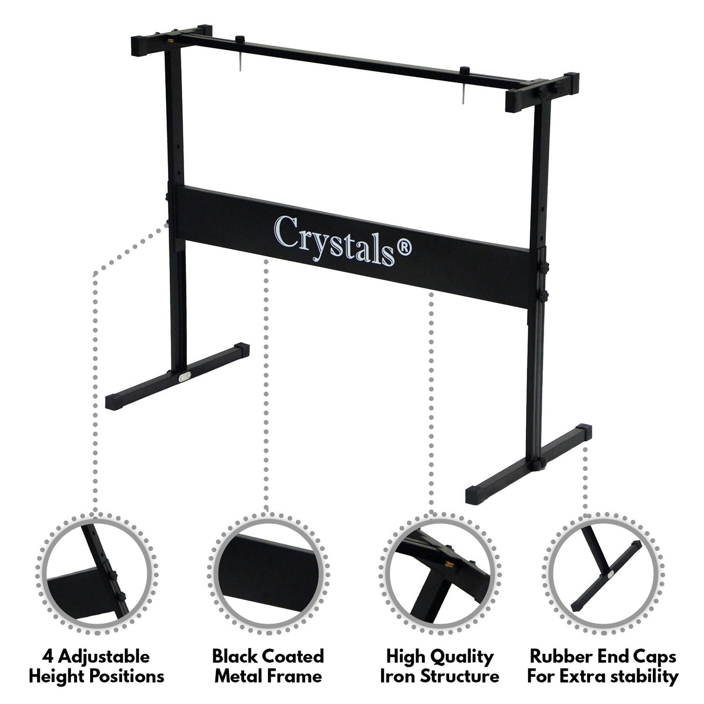 Full-Size Keyboard Stand – Adjustable X-Frame Piano Stand with Non-Slip Rubber Caps, Heavy-Duty Steel Construction, Foldable Design for Digital Pianos, Keyboards & Synthesizers