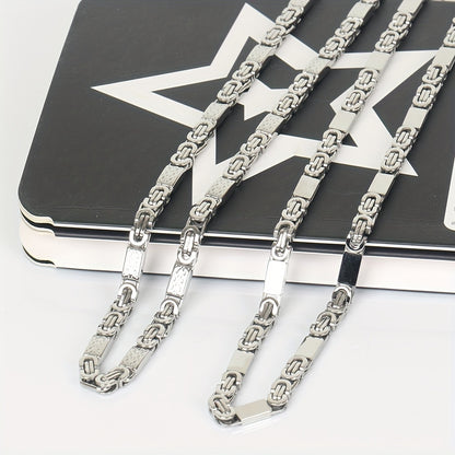 6mm Men's Minimalist 304 Stainless Steel Flat Link Necklace + Bracelet Set 8
