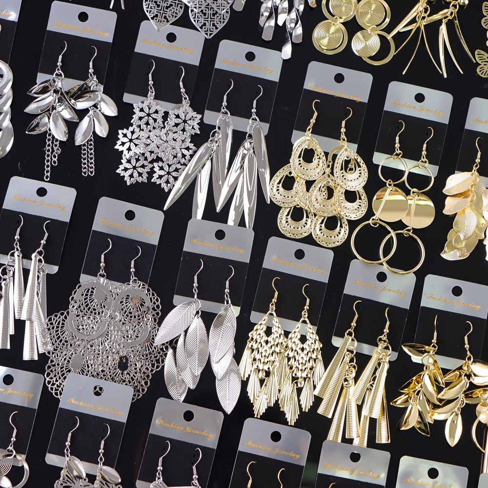10Pairs/Lot Fashion Korean Lady Long Tassel Hook Earrings, European American Style Earrings Hollow Butterfly Leaf Earrings, Versatile Daily Party Gifts Random Style, Without Box