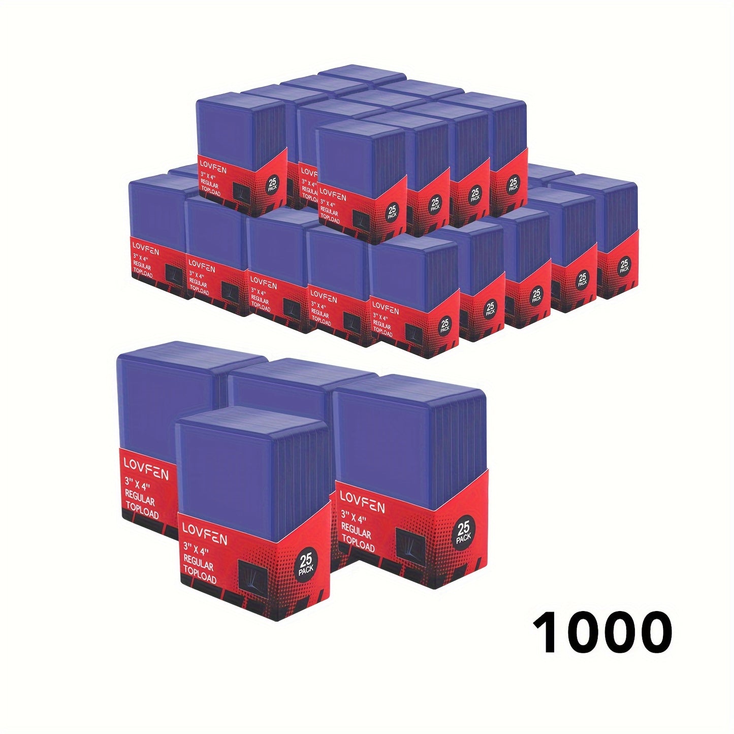 LOVFEN - 35pt Top Load for Cards - 1000 Count(40x25 Pack) - Regular 7.62x10.16 cm Trading Card Topload - Protect Your Baseball And Sports Cards with These Crystal Clear Hard Plastic Sleeves Protectors