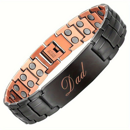 1pc Men's Copper Bracelet with X Super Strong Magnets, Three-Row Design & Adjustable Tool - Tennis, Gym, Recovery Sports Leisure Wristband | Father's Day Gift Jewelry | Adjustable Wrist Strap2