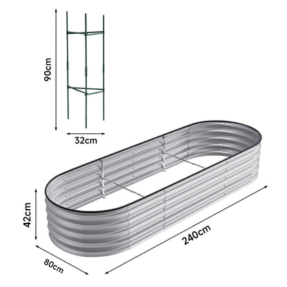 Extra Large Raised Beds for Garden, Oval Planter Box with Plant Climbing Frame, Outdoor Raised Planters for Vegetables, Flowers & Herbs, Bottomless Metal Garden Bed