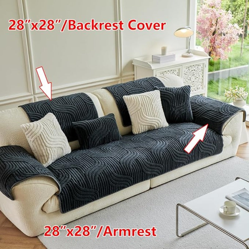 1pc Sofa Cover 1/2/3/4 Seater, Modern Luxury Shu Velveteen Couch Protector with Anti-Slip Design, Durable Pet-Friendly Plush Furniture Protector Slipcover, All Seasons Universal Sofa Cover for Living Room, Bedroom, Office, Machine Washable