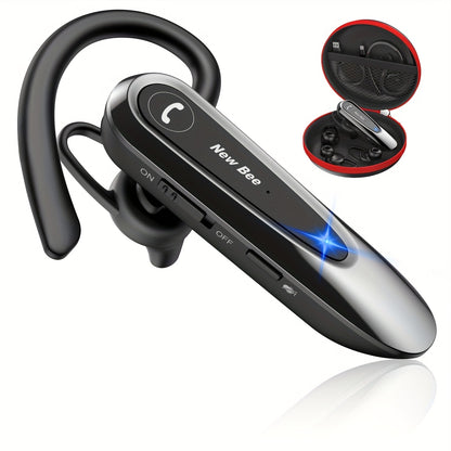 New Bee Single-ear Wireless Earphones, B45 Wireless In-ear Earphones, Hands-free with Dual Microphones V5.0, Audio Wireless Earphones with 20 Hours Of Silent Microphone Connection to Two Devices: iPhone, Android, And Laptop. Ideal Gift for Friends