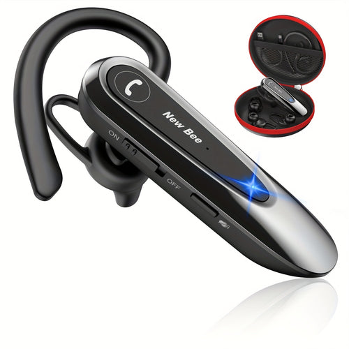New Bee Single-ear Wireless Earphones, B45 Wireless In-ear Earphones, Hands-free with Dual Microphones V5.0, Audio Wireless Earphones with 20 Hours Of Silent Microphone Connection to Two Devices: iPhone, Android, And Laptop. Ideal Gift for Friends