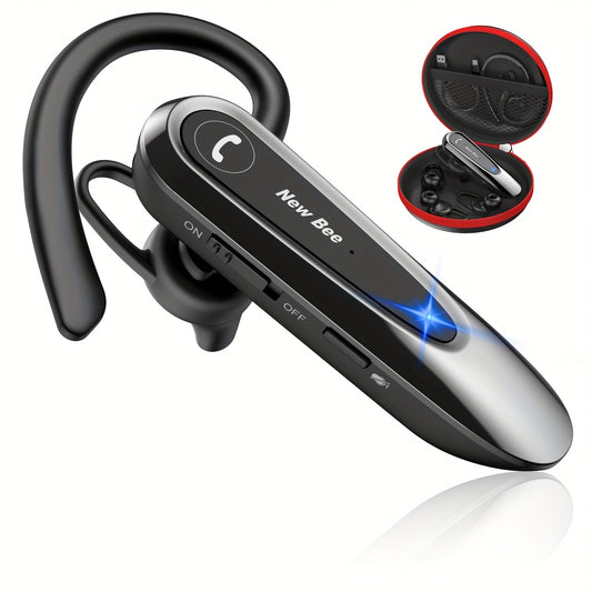 New Bee Single-ear Wireless Earphones, B45 Wireless In-ear Earphones, Hands-free with Dual Microphones V5.0, Audio Wireless Earphones with 20 Hours Of Silent Microphone Connection to Two Devices: iPhone, Android, And Laptop. Ideal Gift for Friends