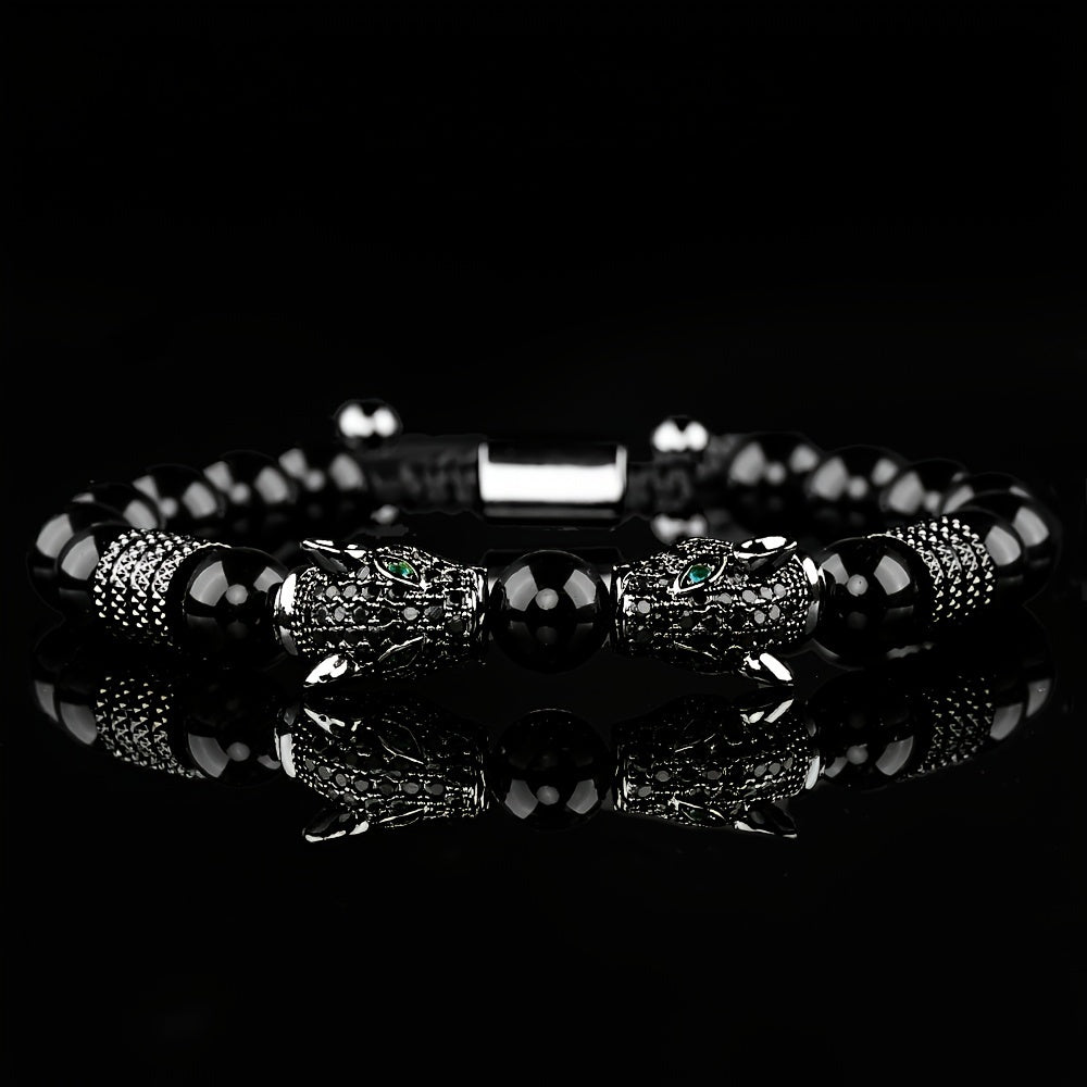 New Trend in Men'S Bracelets Featuring Braided Design, Pave CZ, Double Leopard Head, Enamel, And Jewelry for Men