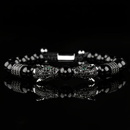 New Trend in Men'S Bracelets Featuring Braided Design, Pave CZ, Double Leopard Head, Enamel, And Jewelry for Men