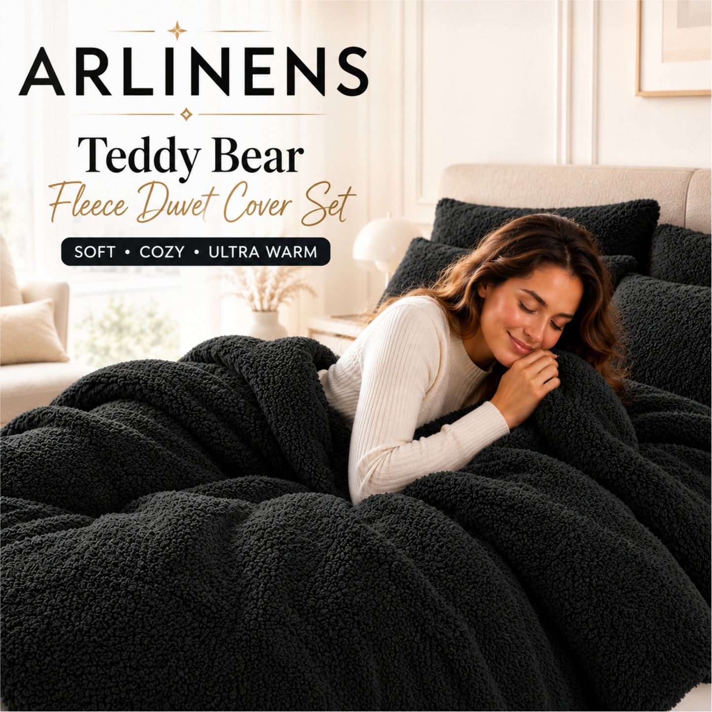 Duvet Cover Teddy Bear Fleece with Pillowcases in Single Double King Super King