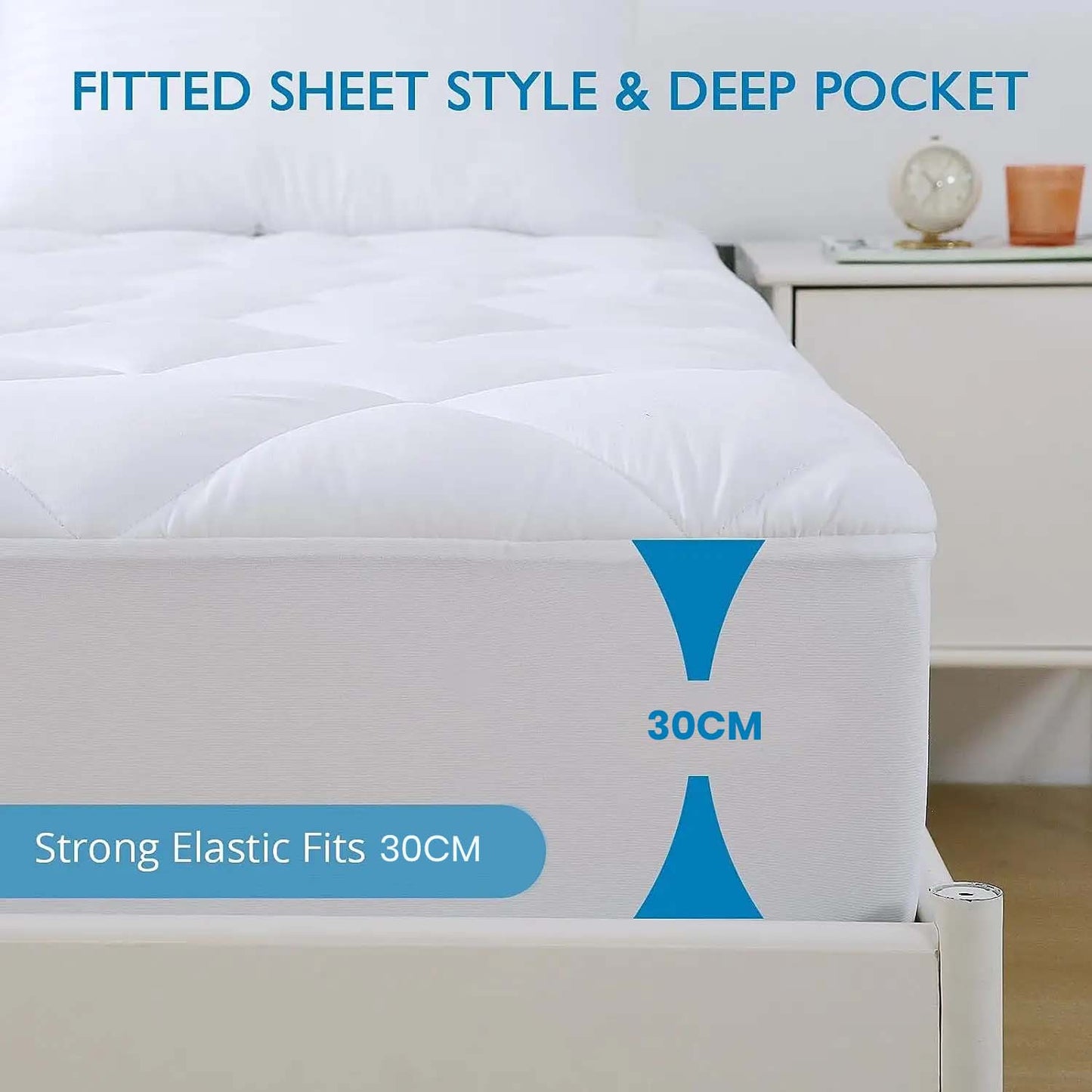 1pc Quilted Mattress Protector, Extra Deep Fitted Bed Sheet Cover, Anti-Allergy Soft Breathable Microfiber Noiseless All Season