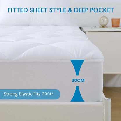 1pc Quilted Mattress Protector, Extra Deep Fitted Bed Sheet Cover, Anti-Allergy Soft Breathable Microfiber Noiseless All Season