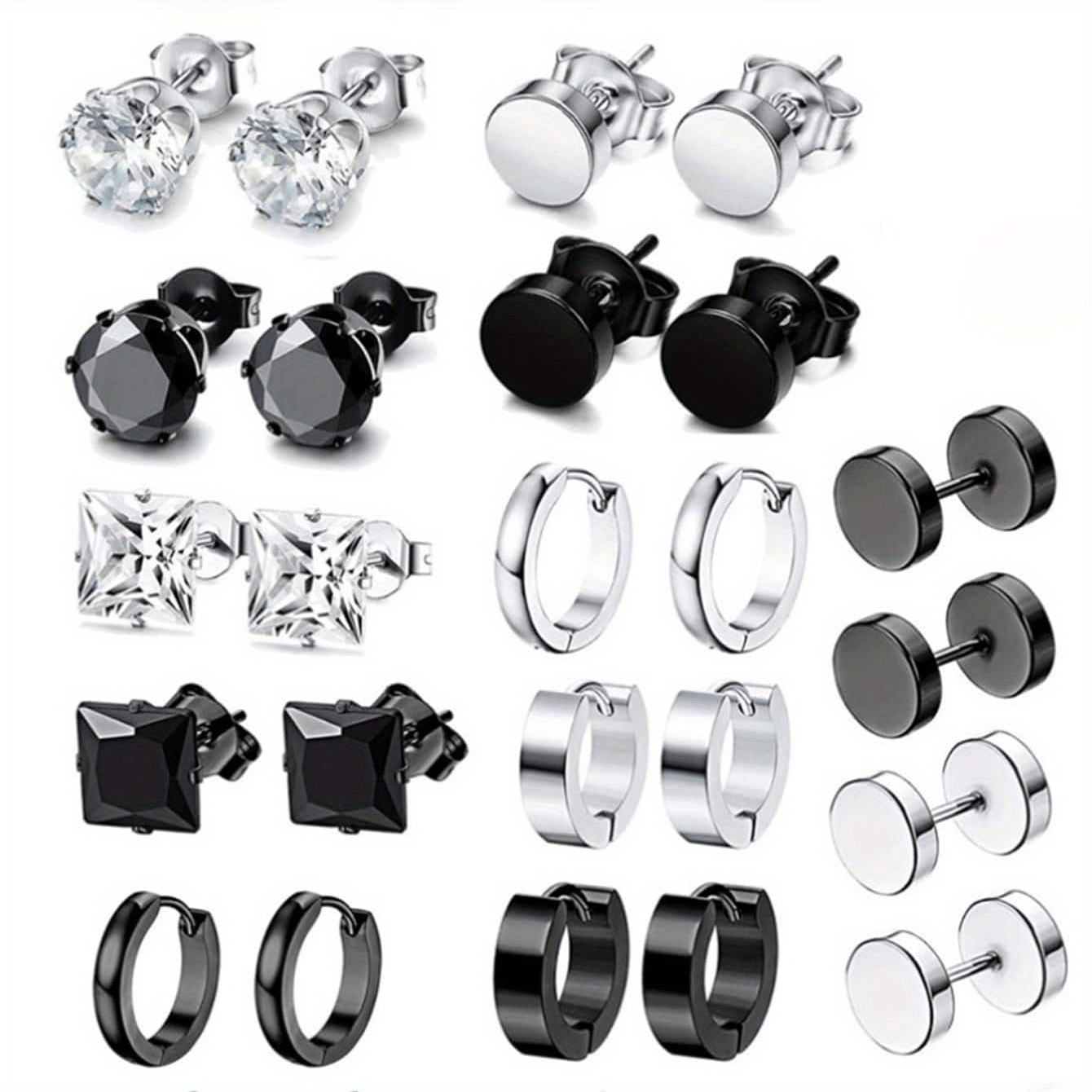 Hot Selling Fashion Earring Set Stainless Steel Hip Hop Men'S Stud Earrings Eaby Personalized Cross-Border Earrings