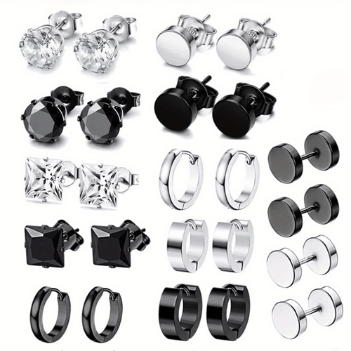 Hot Selling Fashion Earring Set Stainless Steel Hip Hop Men'S Stud Earrings Eaby Personalized Cross-Border Earrings