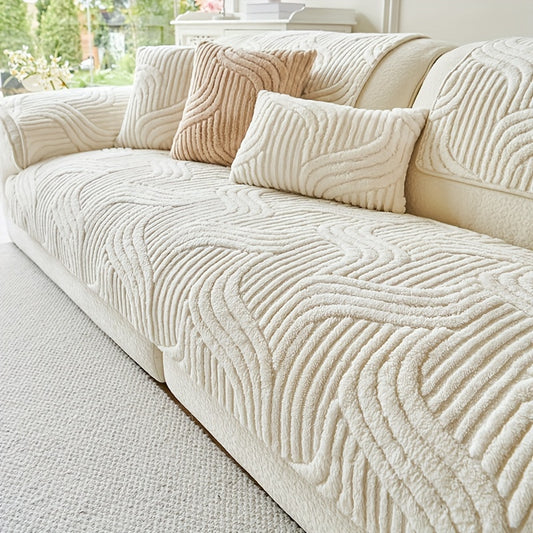 1pc Bohemian Style Soft Plush Sofa Cover, Pet-Friendly Non-Slip Couch Protector Covers, Machine Washable Polyester, All-Season Comfort for Living Room, Bedroom, Office Decor, Sectional Sofa Cover| Warm Home Decor| Machine Washable Furniture Protector Cove