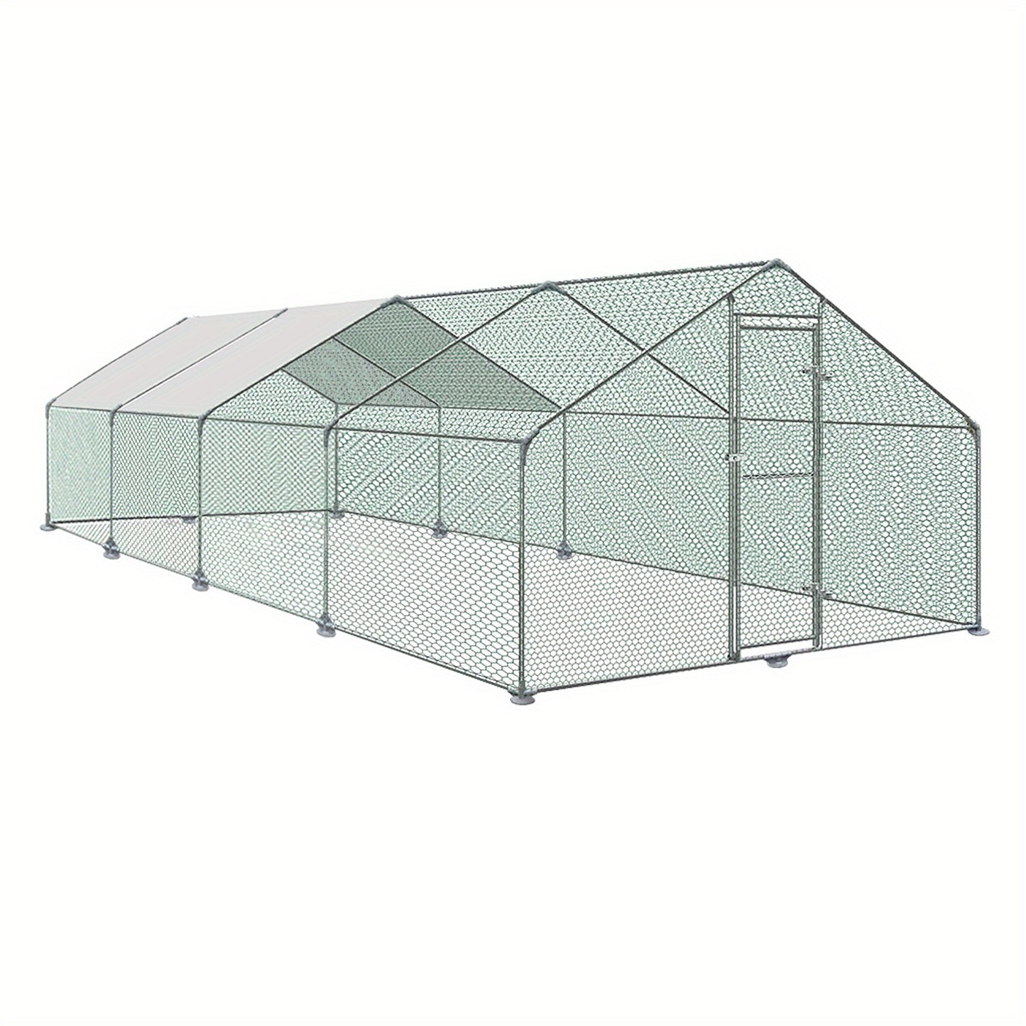Chicken coop animal enclosure free-range enclosure animal run with PE shade roof, galvanized steel frame, external fence Used for chickens, poultry houses, small animals