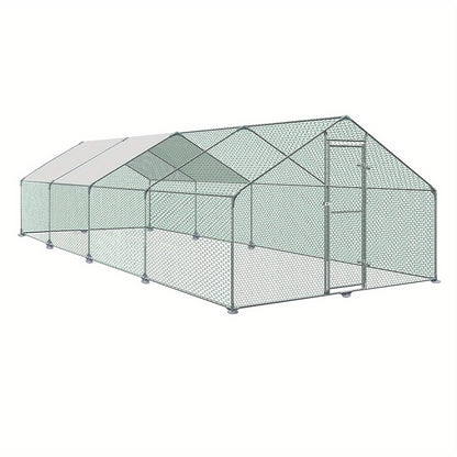 Chicken coop animal enclosure free-range enclosure animal run with PE shade roof, galvanized steel frame, external fence Used for chickens, poultry houses, small animals