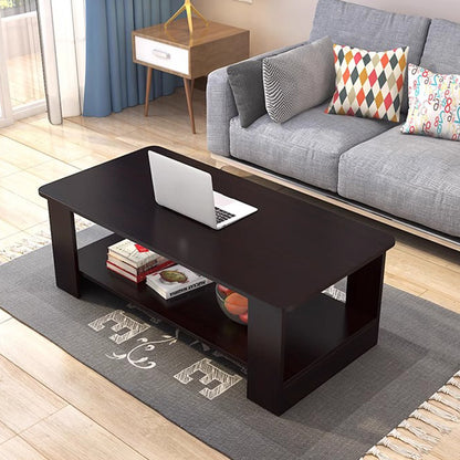 Modern Coffee Table Living Room Tea Side End Desk With Lower Storage Shelf Black