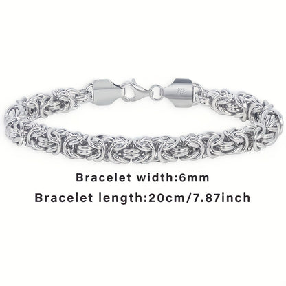 925 Sterling Silver Fashionable Hip Hop Byzantine Bracelet, Handcrafted Solid Cut Braided Bracelet for Both Men And Women - Chic And Long-Lasting Design - Made of Sterling Silver - Ideal Gift for Any Occasion (Includes Gift Box)