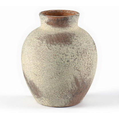 Ceramic Rustic Farmhouse Vase 6 Inch Terracotta Boho Flower Vase Decorative for Dried Flowers Home Decor Living Room Table Shelf Mantel Decoration (D5 x H6 inch)