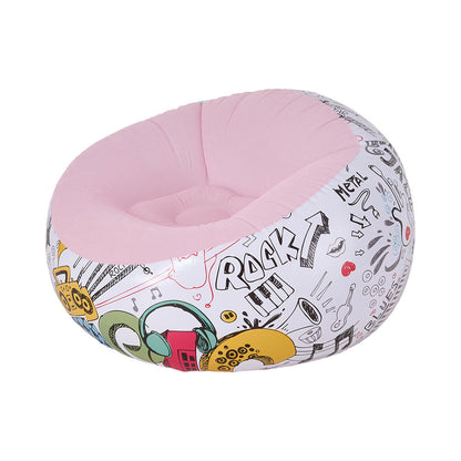 Multicoloured Spherical Outdoor Inflatable Sofa in PVC Material. Lightweight and Portable Home Sofa with Manual Air Pump. Suitable for Living Rooms, Patios, Camping, and Gardens.