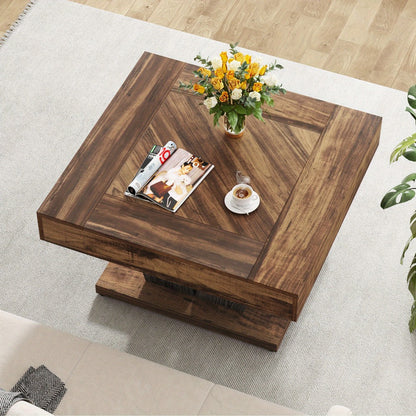 Square Coffee Table 80cm – Modern Farmhouse Centre Table, Rustic Brown & Black, MDF Top, X-Frame Base, 220lb Capacity, Adjustable Feet, Living Room Accent Table