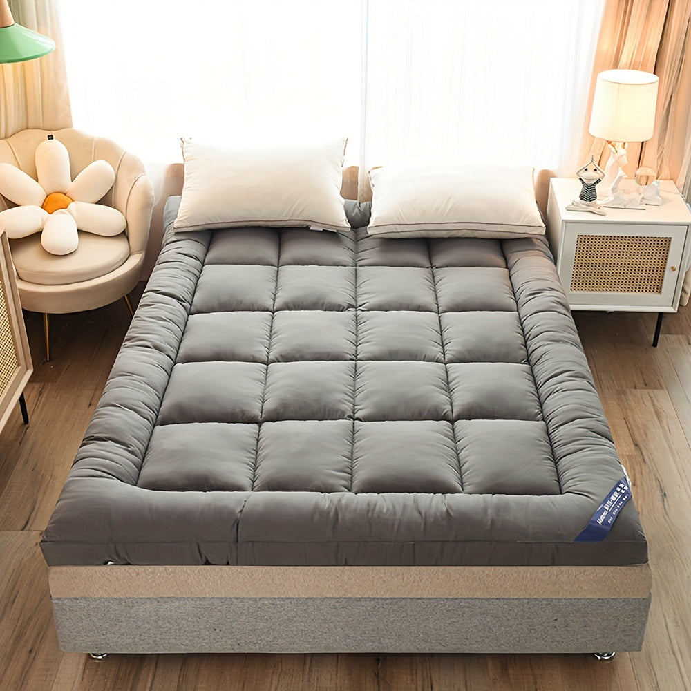 Hotel Quality Mattress Topper 10cm- Ultra-Soft Microfiber, Anti-Shift & Even Weight Distribution, UK Bed Sizes Single/Double/King/Super King, Grey, 1200GSM
