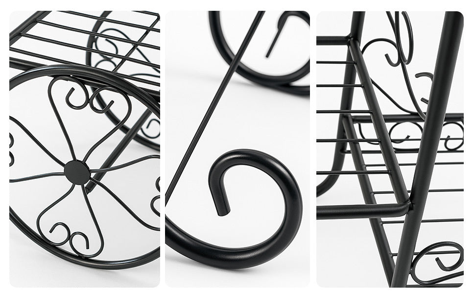 3 Tier Metal Plant Stand Indoor Outdoor – Vintage Bicycle Iron Flower Pot Display Rack for Garden, Balcony, Patio & Living Room – Holds 4 Pots, Rust-Resistant