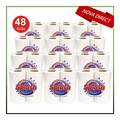 Kitchen Towels. Splash 2-ply Quilted Paper Rolls. . Responsibly Sourced. Strong. 10m per Roll