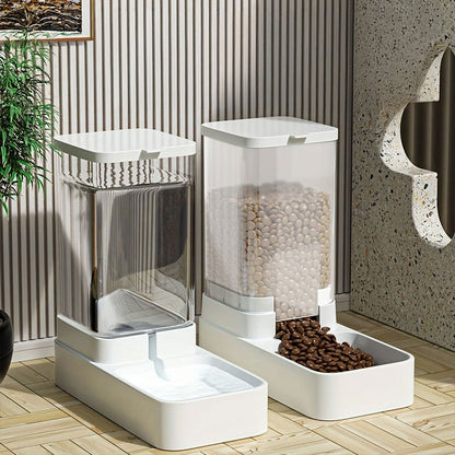 Pet Feeder Pets Food Feeder and Waterer Set 3.8L 2.1kg, 29*13.5*28.5cm, Travel Supply Feeder and Water Dispenser for Dogs Cats Pets Animals