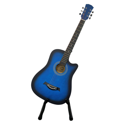 Blue Acoustic Guitar For Beginners Cutaway Hardwood Finish 38" Inch Full Size Adult Matt Finish Christmas Birthday Gift