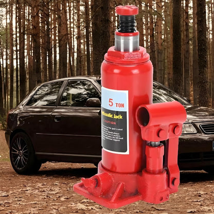 Bottle Hydraulic Jack 5Ton Portable Compact Car Lifter Heavy Hydraulic Lifting Equipment Car Jack Used for Repair and Replacement Compact Low Chassis Car Saloon On Road or in Garage