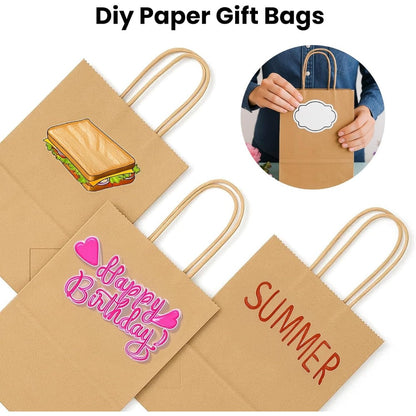 Kraft Paper Gift Bags with Handles 100 Pack – Thick Brown, Black & White Party Bags for Christmas, Weddings, Birthdays, Retail & Gift Wrapping UK
