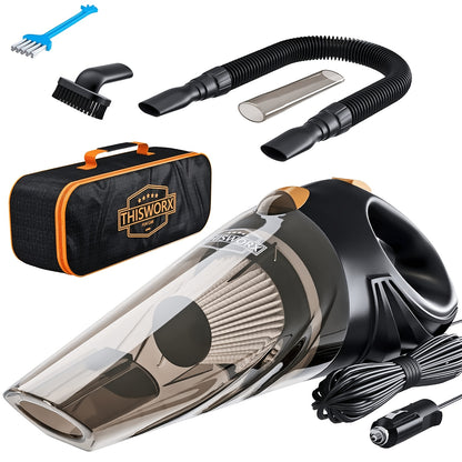 ThisWorx -like Portable Handheld Car Vacuum Cleaner with 4.88meter Cord (Car Plug Plug-In), 4.2KPa Suction, Crevice & Attachments - Mini Vacuum for, RV, Boats,, Travel - Compact Car Accessories Power Vacuum