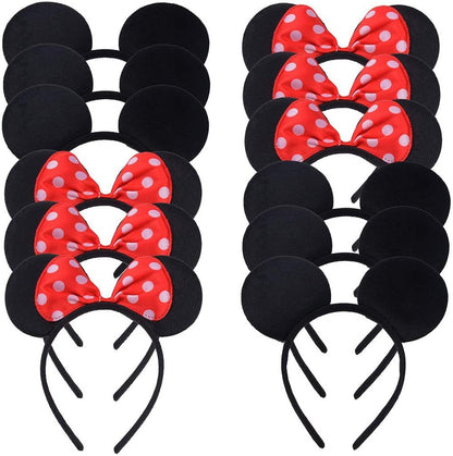 12 Pcs Mouse Ears Cartoon Headband for Birthday Halloween, Party Accessories, High Quality Material Headbands for Adults/Children Fancy Dress Costume Outfit Head Band Accessory Ears Headband