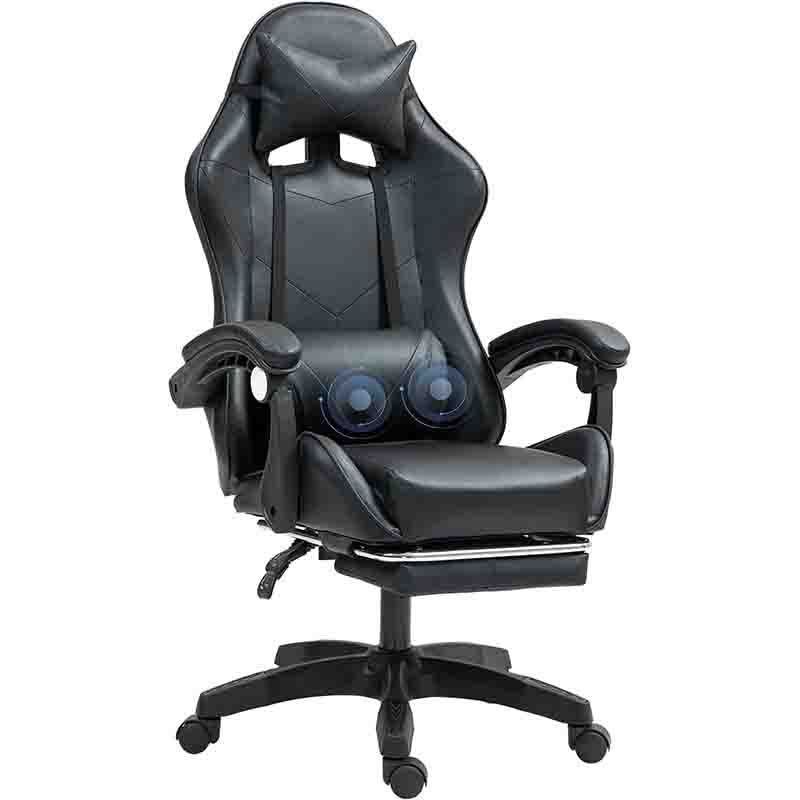 Gaming Chair Footrest Office Massage Computer Recliner Swivel Cushion High Back Support Lumbar Support