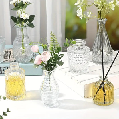 Glass Bud Vases Set of 10 Clear Mini Vintage Flower Vases Wedding Table Centrepiece Home Party Decor Gift