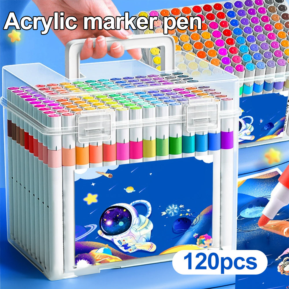 120 Colours Acrylic Paint Pens, Soft Brush Tip Acrylic Marker Pens, Paint Markers for Colouring, Glass, Fabric, Rock Painting and DIY Crafts Art Supplies
