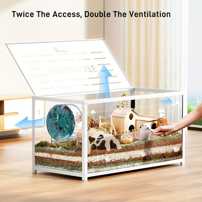Large Metal Hamster Cage 65/80/100cm – Deep Burrow Stackable Small Animal Habitat for Dwarf & Syrian Hamsters, Guinea Pigs, Gerbils & Reptiles