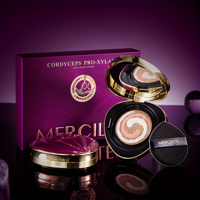 MERCILEN Aqua Flawless Air Cushion BB Cream Foundation 15g x2 – Tri-Colour Nourishing with Plant Squalane for All Skin Tones