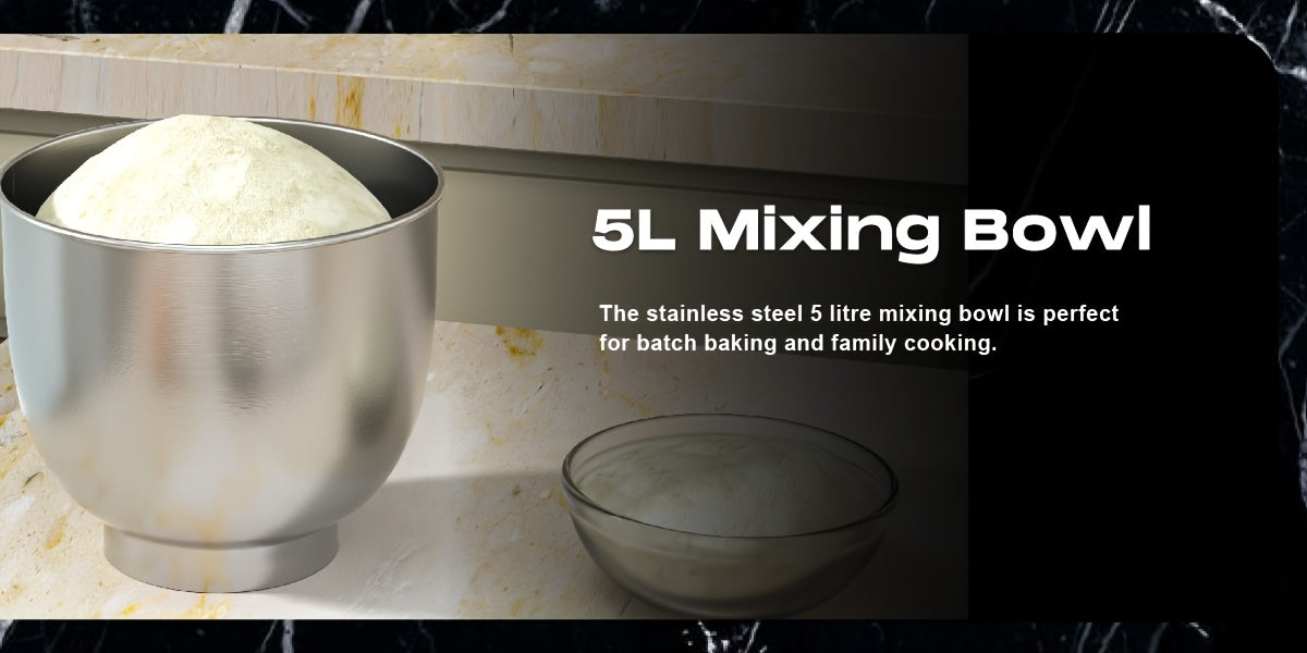 SUPERLEX 3-in-1 Stand Mixer 5L with 8 Speeds, Kitchen Machine with Pulse with Dough Hook, Whisk, Eggbeater Attachment for Baking Cake Bread 1300W