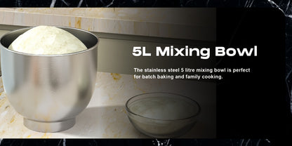 SUPERLEX 3-in-1 Stand Mixer 5L with 8 Speeds, Kitchen Machine with Pulse with Dough Hook, Whisk, Eggbeater Attachment for Baking Cake Bread 1300W