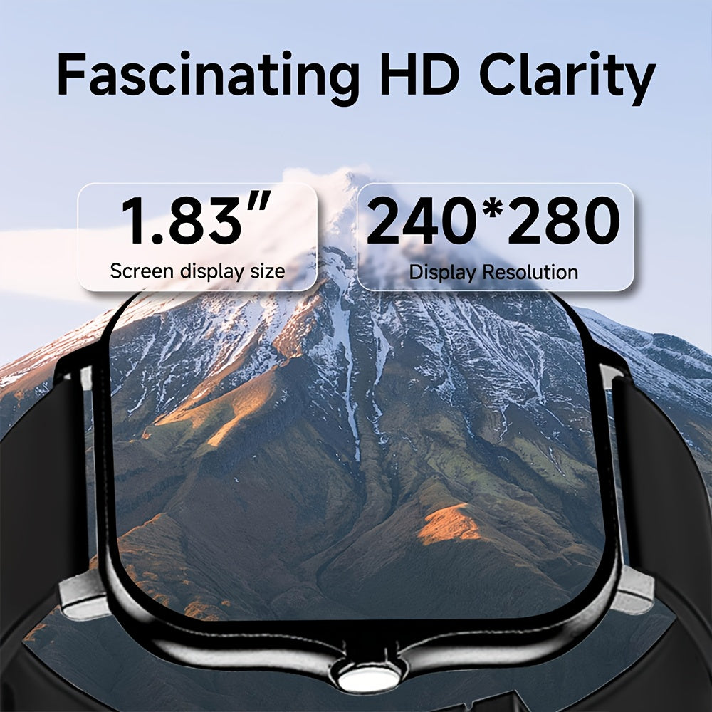1.83-Inch Smart Watch - Unisex Fitness Tracker - Wireless Calling, Music Play, Weather Forecast - Call Alerts, App Notifications, Versatile Watch Faces - Perfect Gift for Labor Day, Back to School & Christmas - Stylish Sporty Design