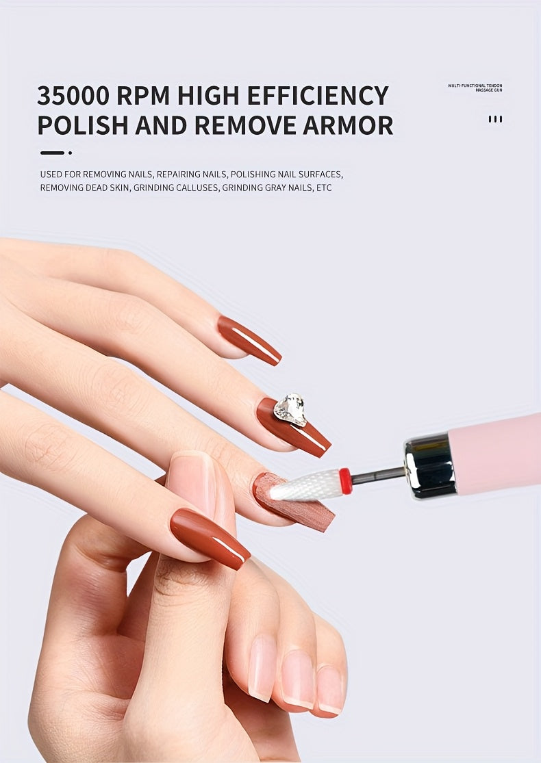 Datimes Cordless Electric Nail Drill Machine Professional with LCD Display & Drill Bits/Sanding Bands Suitable for Acrylic Gel Nails, Manicure/Pedicure Kit for Grinding, Polishing, Trimming, Suitable for & Salon Use, - Nail