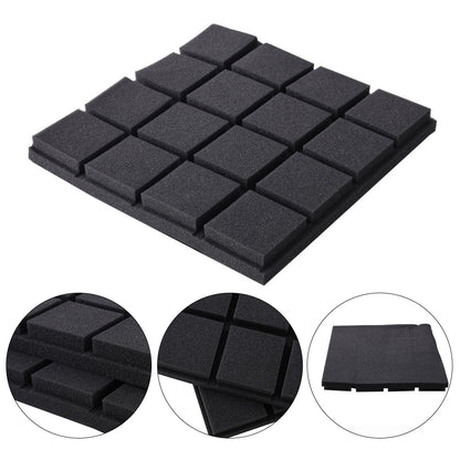 12 Black High-density Polyurethane Sound Insulation Foam Panels - Square Dust-free Sound Absorption Foam Panels, Suitable for KTV/recording Room/tympanum, Size 30 * 30 * 3cm